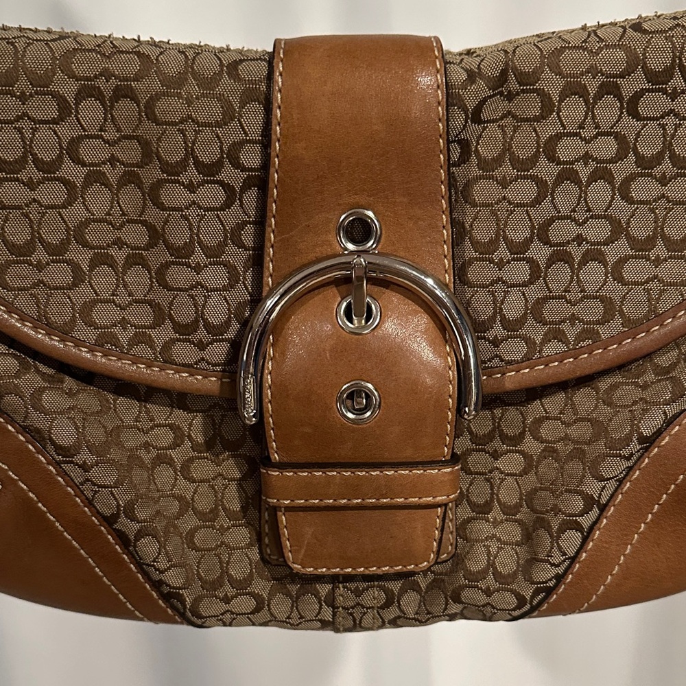 Coach 6818 Vintage Soho British Tan Leather & Signature C Canvas Bag RARE - Picture 5 of 10
